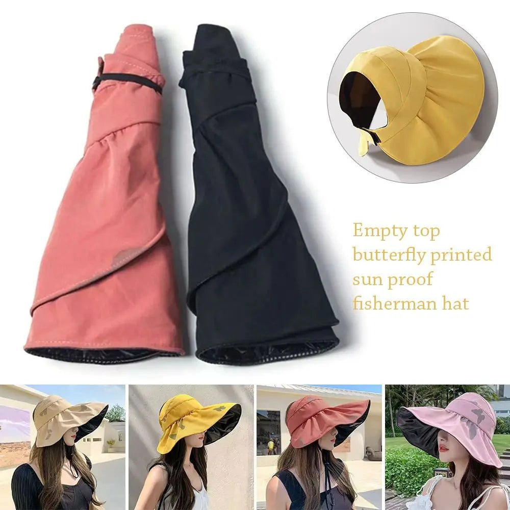 UV Protection Summer Women Foldable Panama Hat UV Protection Sun Cap Beach Cap Bucket Hat Sunshade Hat