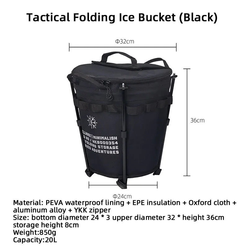 WELLHIKE Portable Collapsible Outdoor Camping Ice Bucket Car Carrying Round Bucket Insulation Keep Cold Keep Fresh Bag