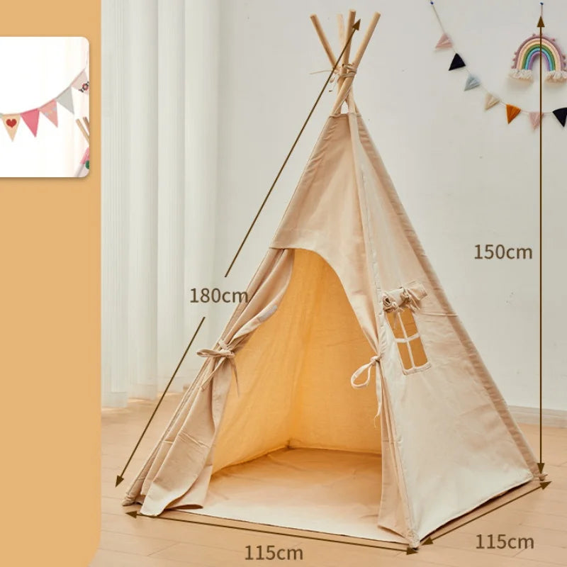 Portable  Teepee Tent Large Play House for Children Tents Kids Canvas Indian Play Tent Wigwam Child Tipi Room Decoration