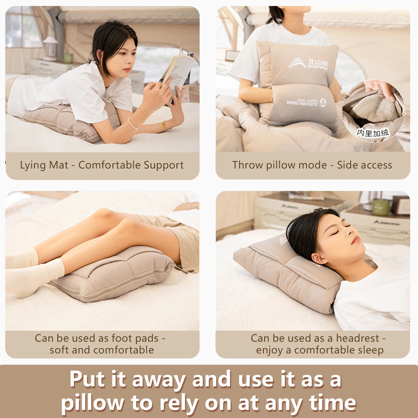 BSWOLF Camping Sleeping Bag Portable Pillow Blanket Quilt for Outdoor Traveling Pinic Hiking