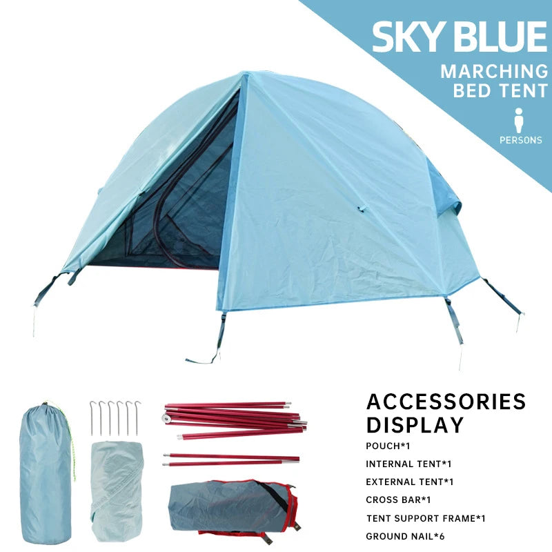 Outdoor Camping Tent, Foldable Bunk Bed Tent, Portable Single Person Marching Bed Tent, Mosquito Proof Beach Tent, Hiking Tent