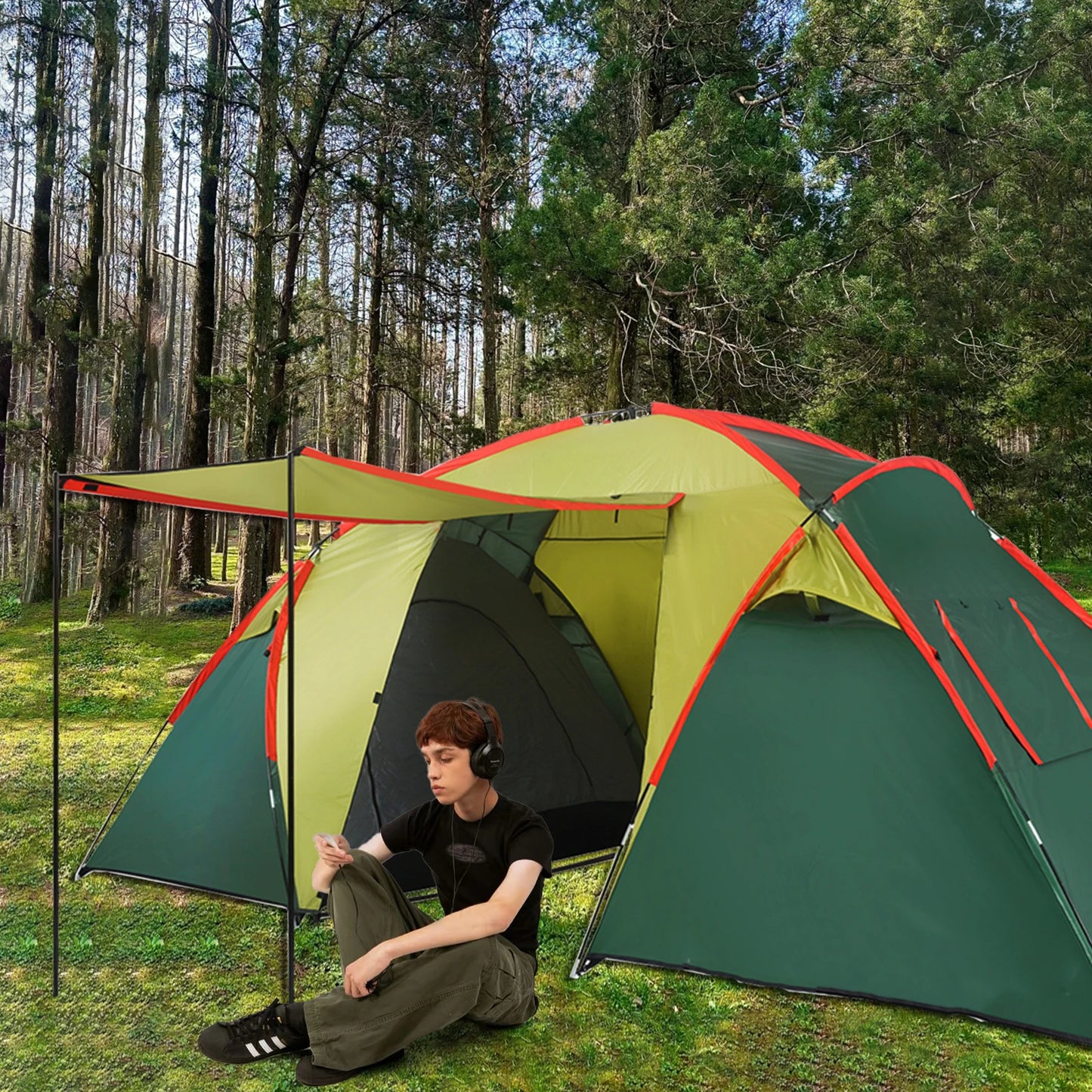 2 room big tents for outdoors camping family  8 person large waterproof all season multi room extreme cold weather cabin heavy