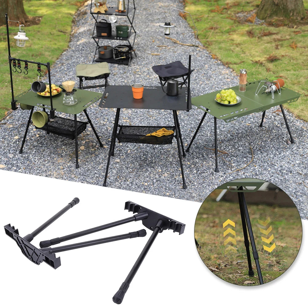 Folding Camping Table Legs Metal Foldable Workbench Legs Adjustable Height Coffee Table Leg DIY Camping Equipment Outdoor Travel