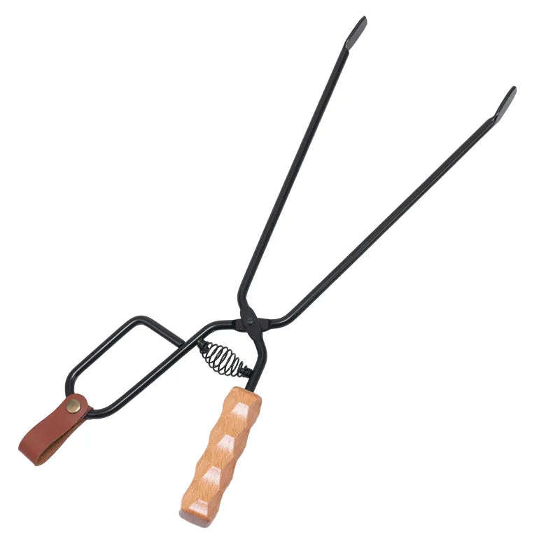 Firewood Tongs Campfire Fire Pit Fireplace Outdoor Indoor Campfire Stove Fire Pliers tool Lengthened anti-scald charcoal clips