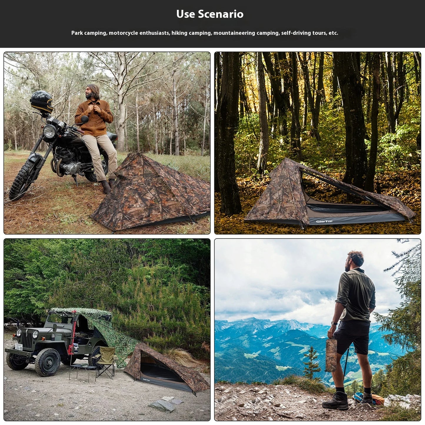 Camo Hunting Outdoor Tent - Portable Waterproof Camping Tent for Hiking & Travel Shelter ultralight  캠핑문