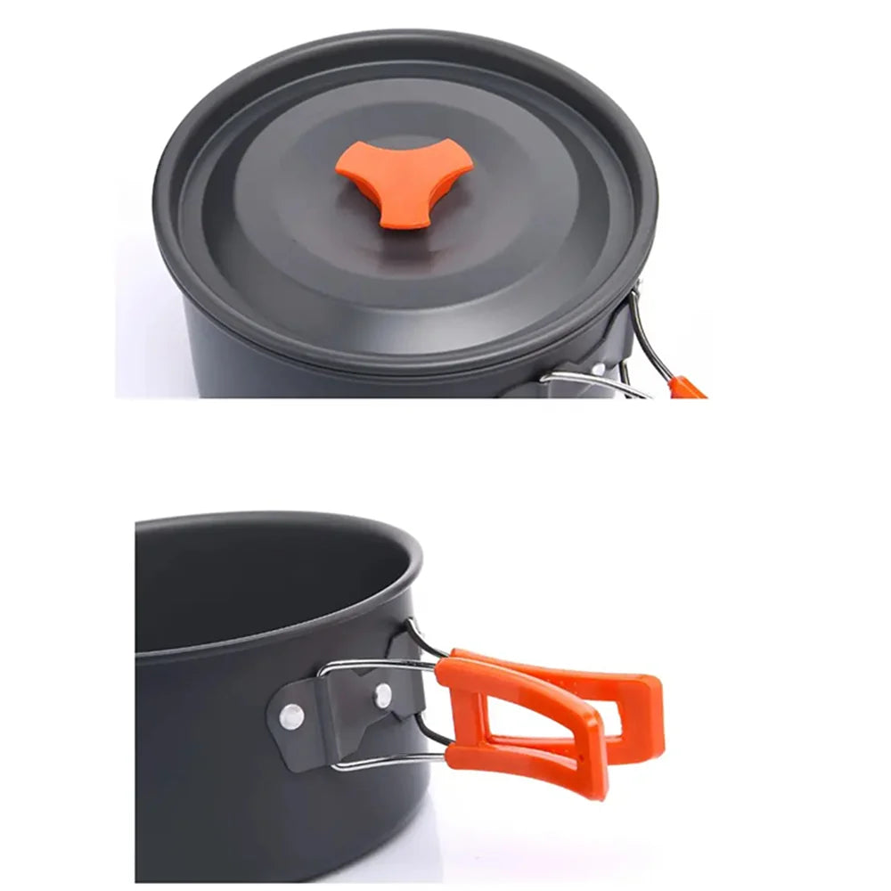 Outdoor Camping Cookware Set - Portable Kitchen Gear Utensils Dishes Bowler Pots And Bowls for Hiking Picnic Travel