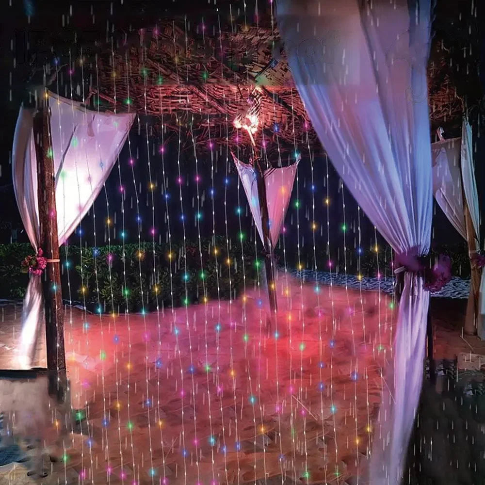 LED Solar Outdoor Lights Curtain Garland String Lights for Camping Wedding Party Garden Summer Holiday Atmosphere Decoration