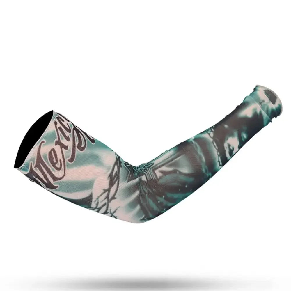 Men Women Summer UV Protection Cooling Arm Sleeves Flower Tattoo Arm Sleeves Seamless UV Protection Arm Sleeves Outdoor Sports