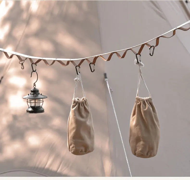 Outdoor camping clothesline travel leather PU canopy camping camping equipment webbing camouflage tent lanyard