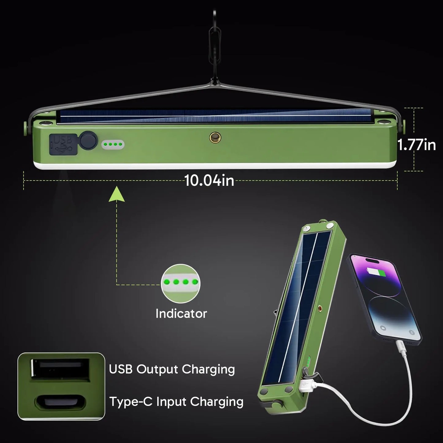 Solar Camping Lantern - 5400mAh Power Bank,2500LM IPX5 Waterproof,4 Modes & Magnetic Hook - Portable Camping Light Bar for Tent