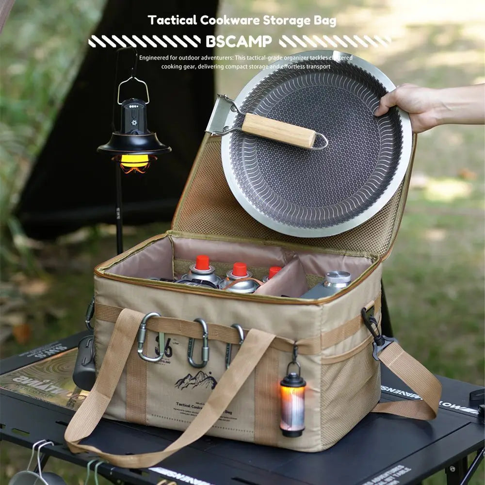 36L Camping Cooking Utensil Organizer Multi - Functional Camping Tactical Storage Bag with Tabletop Portable Camping Equipment