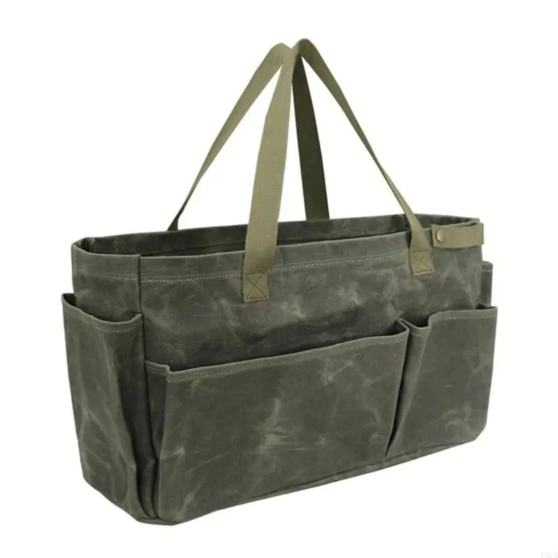 P9FB Outdoor Camping Pot Organizers Bag Crafted from Water Resistant Waxed Canvas with Spacious Interior for Cookware & Tool