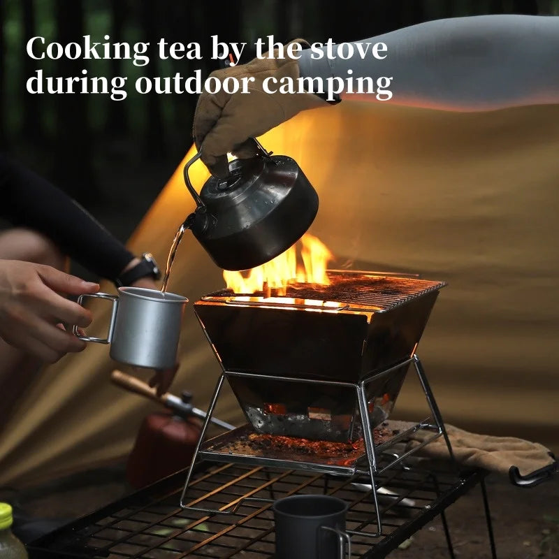 Camping Fire Table Charcoal Barbecue Grill Outdoor Picnic Bonfire Outdoor Portable Folding Barbecue Stove Fire Pit Camping Stove