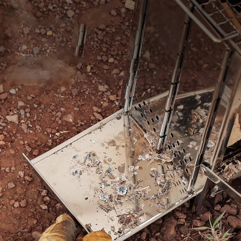 Camping Cooking Wood Stove Stainless Steel Firewood Collapsible Portable Barbecue Outdoor Bbq Cooking Equipment For Camping