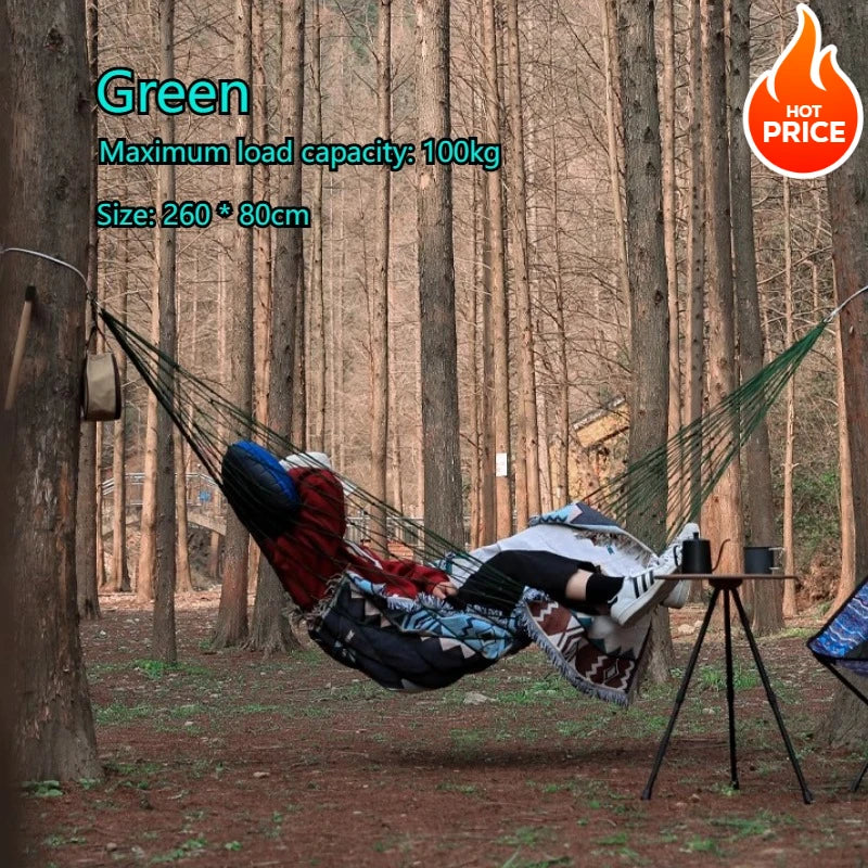 Outdoor Sport Hammock Portable Simple Hammocks Strong Thick Nylon Rope Hammock For Garden Beach Yard Travel Swing Hanging Bed