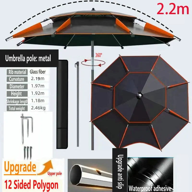 Fishing Umbrella Outdoor Sunshade Protector Thickened Version Beach Camping Backyard Large Parasol Waterproof Outdoor Umbrella