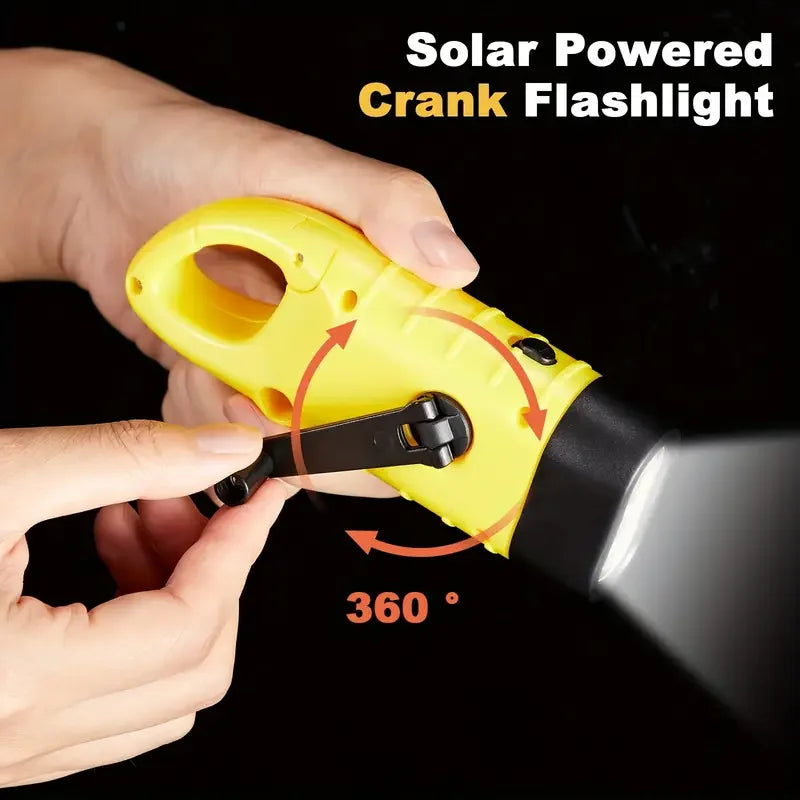 Solar Hand Crank Powered LED Flashlight Emergency Light Camping Tent Torch for Outdoor Hiking Survival Gear Portable