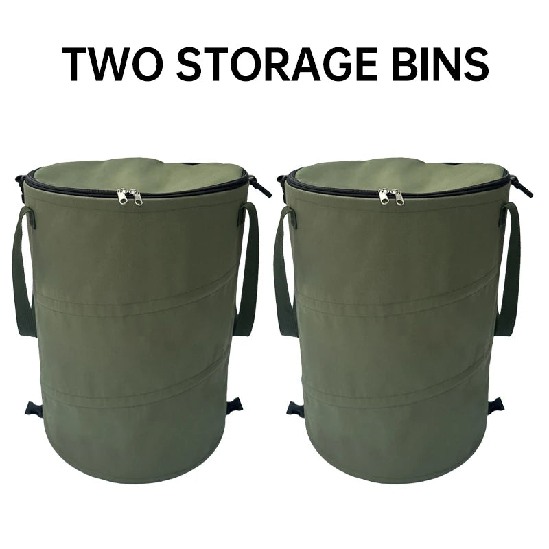 Camping Trash Can Pop-up Circular Storage Pail Canvas Foldable Recycling Bin Outdoor Garbage Garden Yard Garbage Bag