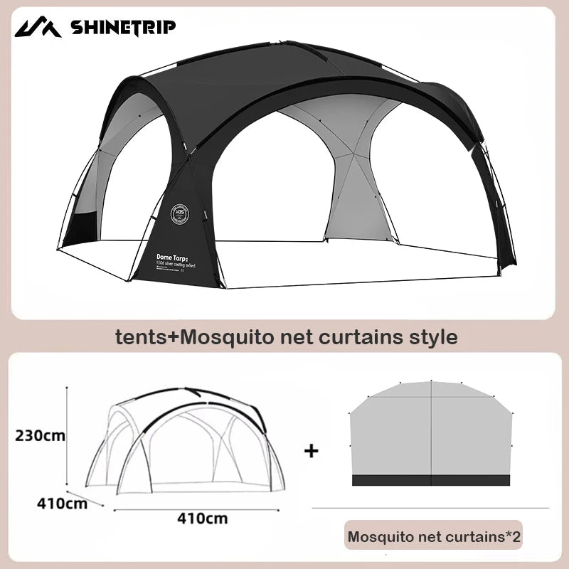 ShineTrip Outdoor Extra Large Camping Shade Tent Family Travel Rain and Sun Protection Car Tent Expandable Space camp Gazebo