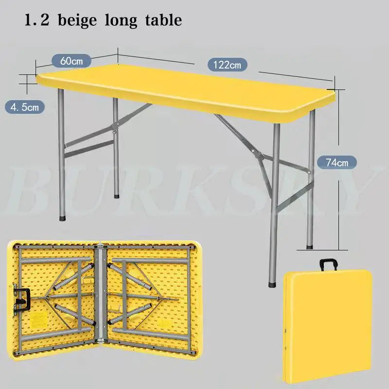 Portable Foldable Table with Handle, Camping Table, Outdoor and Indoor Furniture, Fold-in-Half Utility, Picnic and BBQ Party