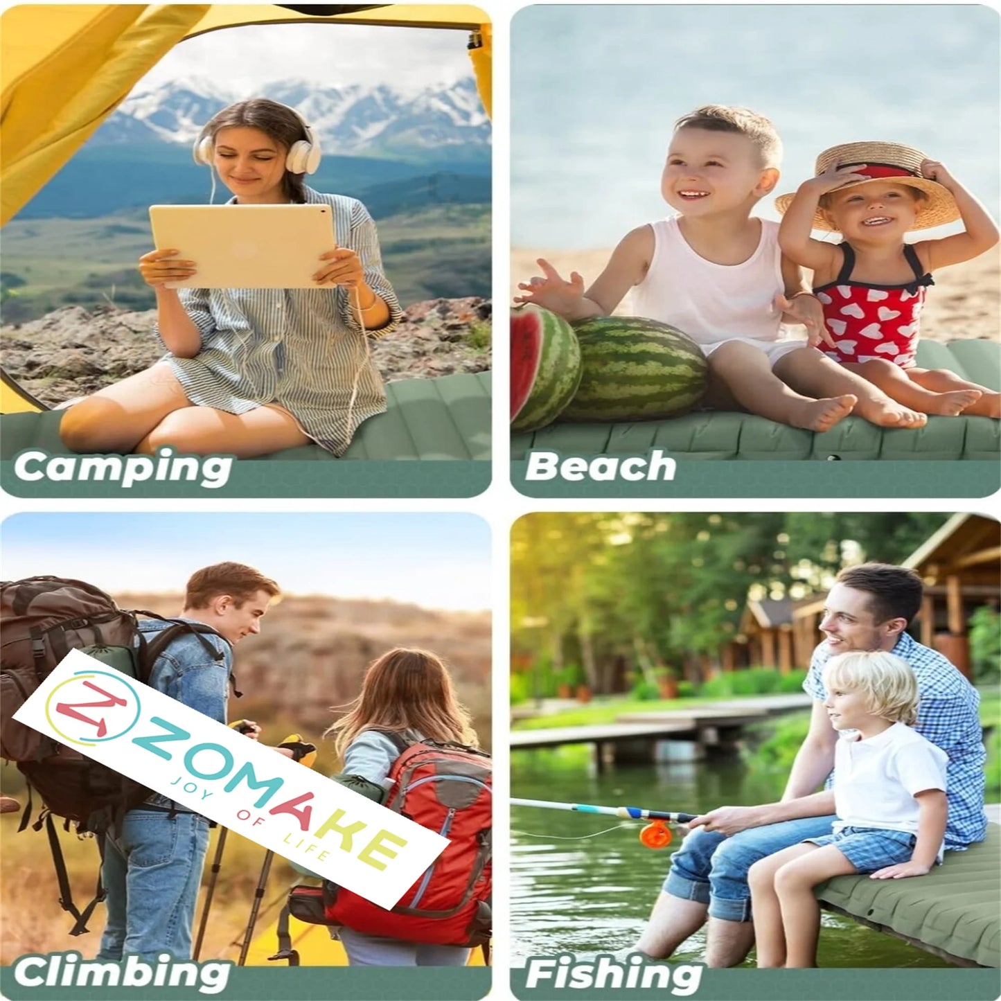 Outdoor Sleeping Pad Camping Inflatable Mattress With Pillows Ultralight Air Mat Built In Inflator Self Inflating Sleeping Mat