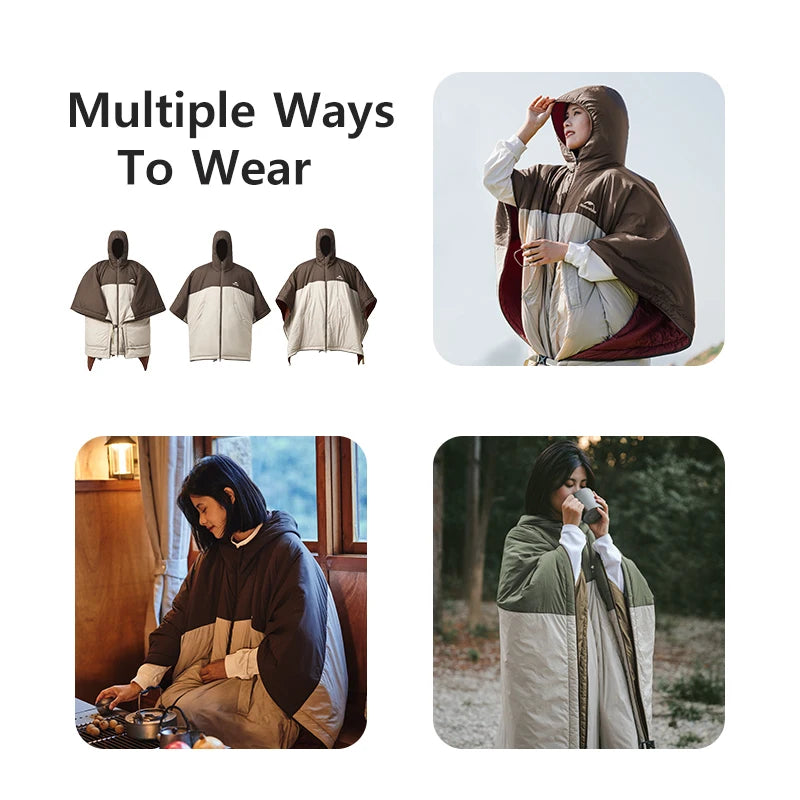 Naturehike Sleeping Bag Wearable Cloak Sleeping Bag Poncho Coat Outdoor Camping Portable Ultralight Cotton Sleeping Bag Quilt