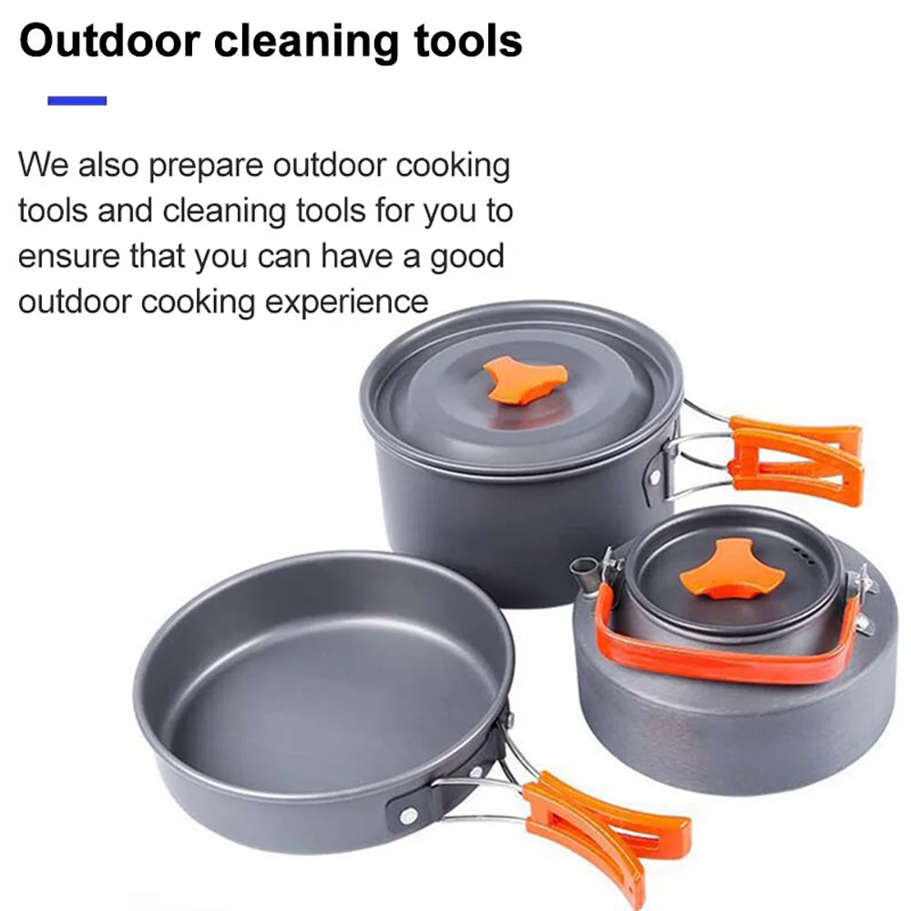 Outdoor Camping Cookware Set - Portable Kitchen Gear Utensils Dishes Bowler Pots And Bowls for Hiking Picnic Travel