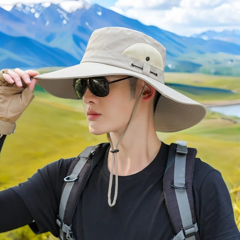 Sunshade Bucket Hat Mountaineering Sun Hat Men's Summer Fishing Hat Sun Protection Hat Large Brim UV Protection Men's Hat 2