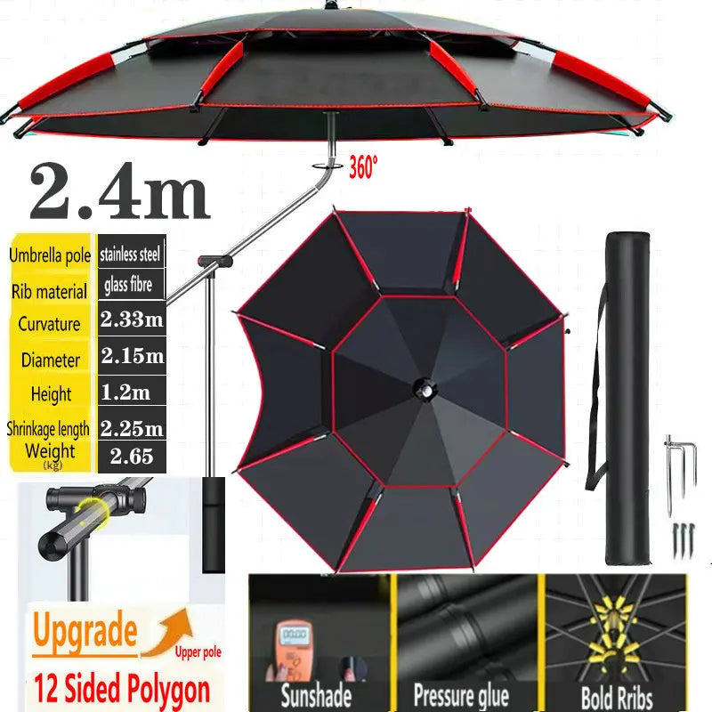 Fishing Umbrella Outdoor Sunshade Protector Thickened Version Beach Camping Backyard Large Parasol Waterproof Outdoor Umbrella