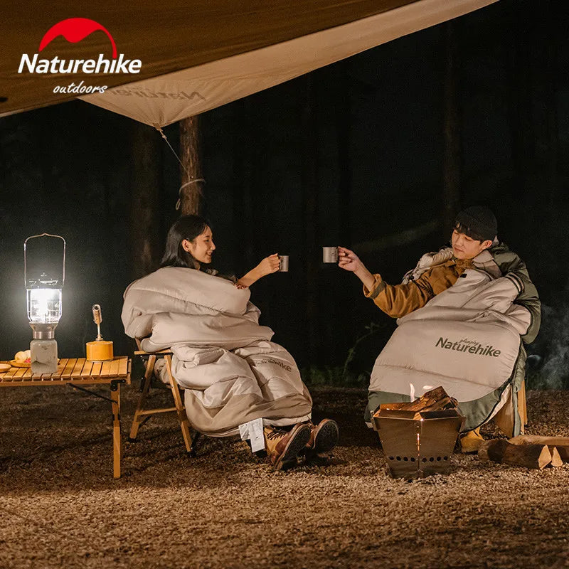 Naturehike Outdoor Sleeping Bag Cotton Envelope Style Spliceable Double Quilt Camping Keep Warm Sleeping Bags Machine Washable