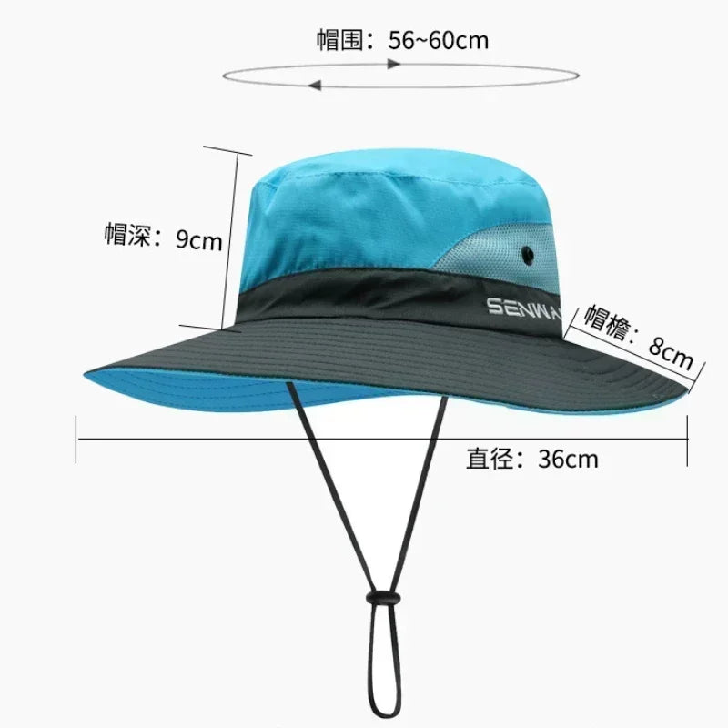1PCS Women's Ponytail Sun Hat UV Protection Adjustable Foldable Mesh Wide Brim Colorblock Fishing Hat