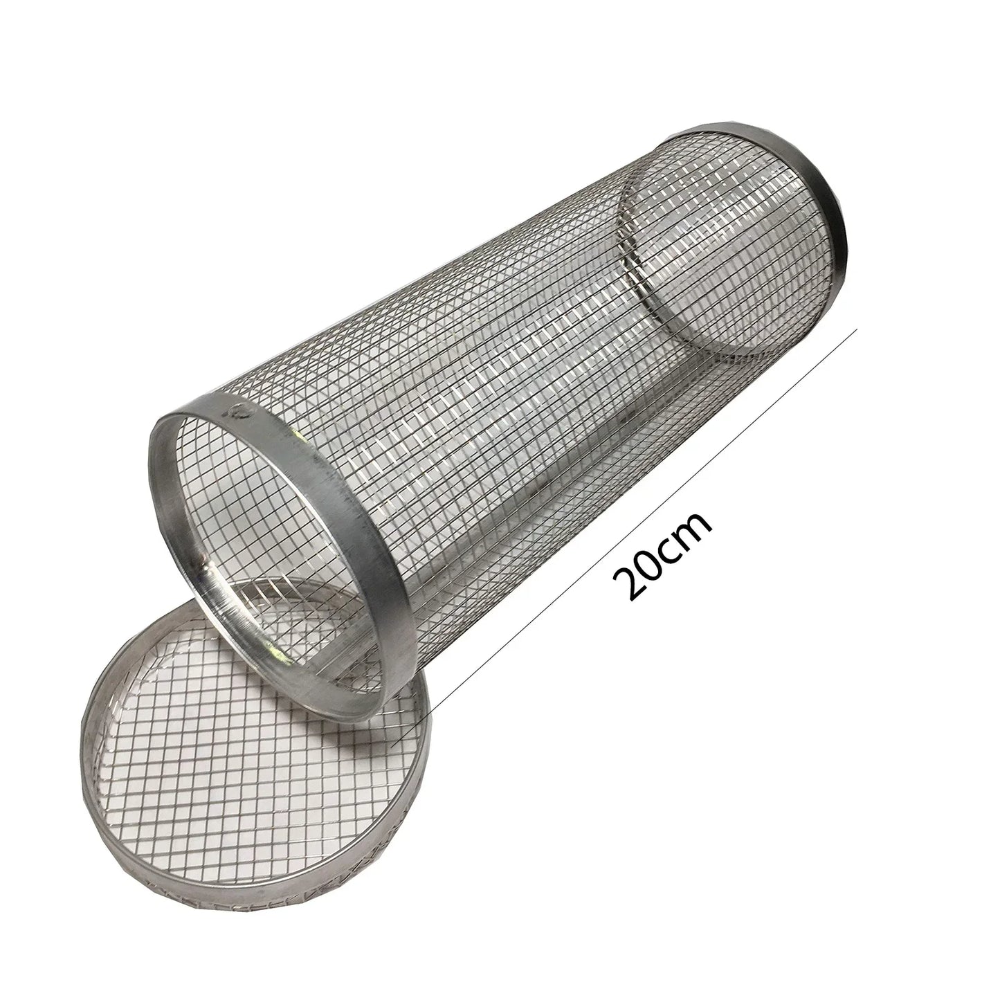 BBQ Basket Round Mesh Barbeque Rolling Grill Basket for Vegetables Fish Meat Outdoor Portable Grill Cage Kitchen Accessories