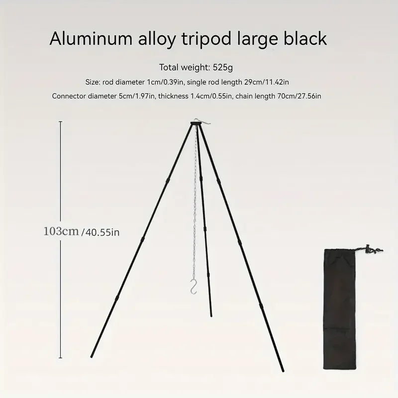 Camping Campfire Tripod Adjustable Hanging Pot,Stable Campfire Cooking,Picnic Essential,Compact and Lightweight Easy Carrying