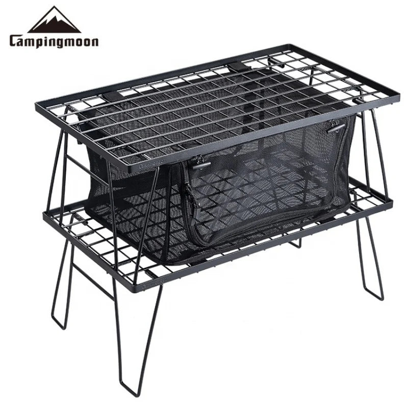 CAMPINGMOON T-2303 IGT Outdoor Camping Portable Tableware Storage Box Folding Picnic Table Storage Fiber Cotton Folding Net Box