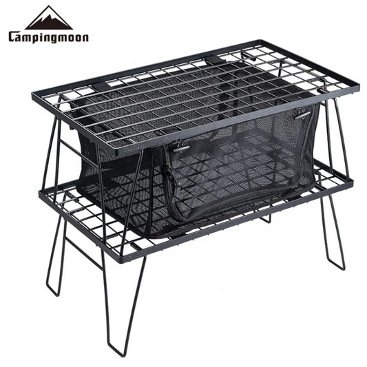 CAMPINGMOON T-2303 IGT Outdoor Camping Portable Tableware Storage Box Folding Picnic Table Storage Fiber Cotton Folding Net Box