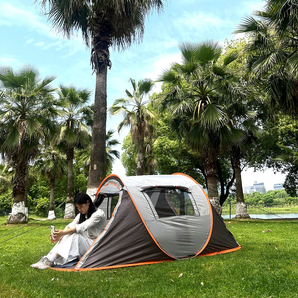 A camping tent, family travel tent that can accommodate 3-4 people, portable outdoor rainproof tent, perfect for camping hiking