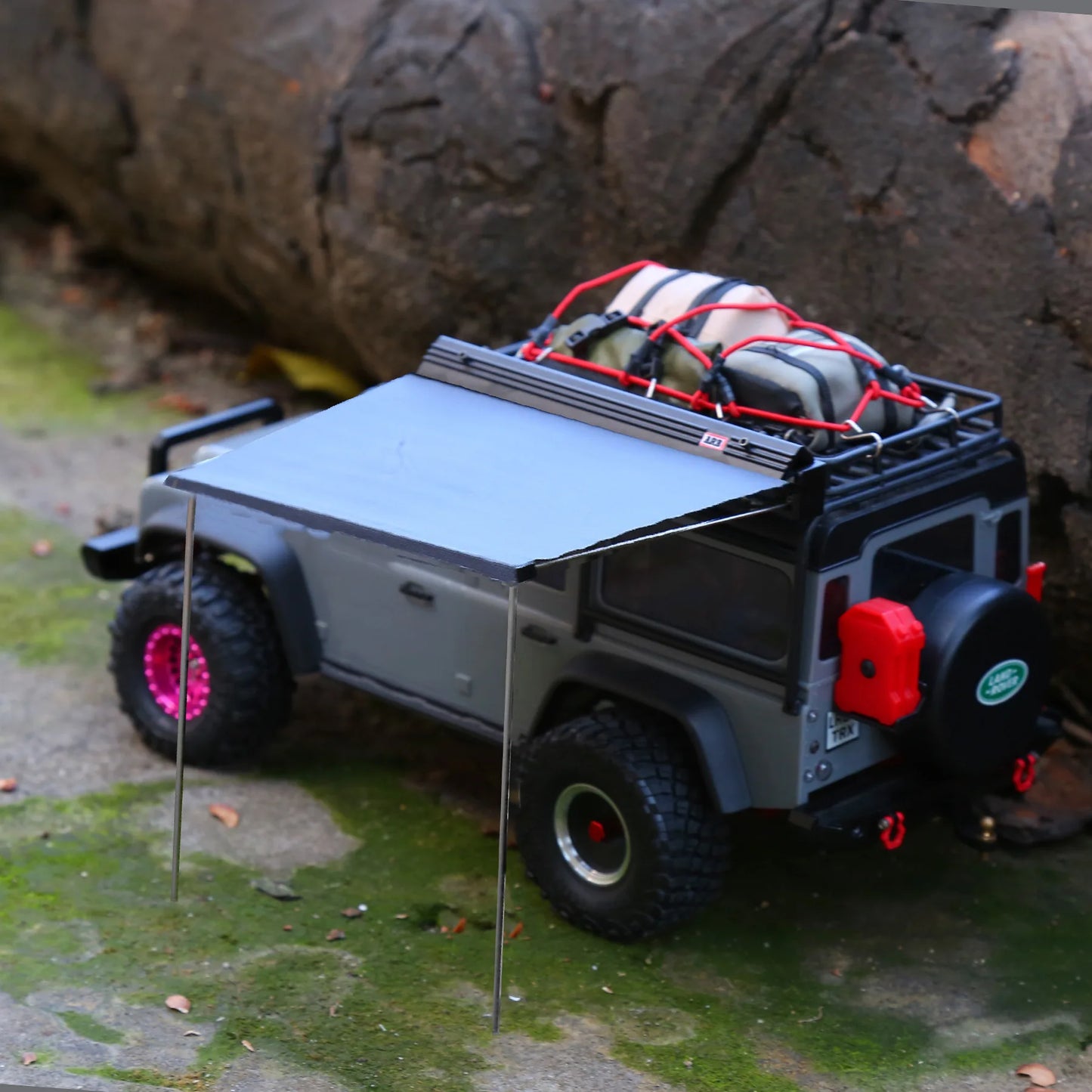 RC Car Side Roof Top Tent Shade Awning Rain Canopy Sunshade Camping Tent For TRAXXAS TRX4M 1/18 RC Crawler Car Upgrade Parts