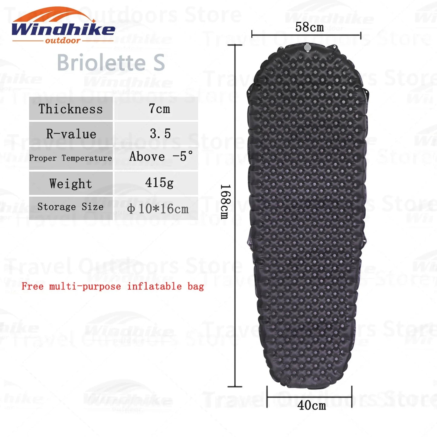 Windhike Inflatable Mattress Camping Outdoor Sleeping Pad Ultra Light Inflatable Cushion Portable For Travel Hiking Mat R3.5