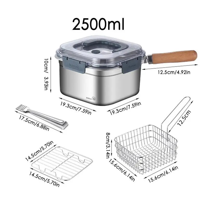 Camping Cookware Set 2500ml Square Camping Cooking Pot Multifunctional Hiking Cooking Set Camping Equipment Deep Fryer Pot for