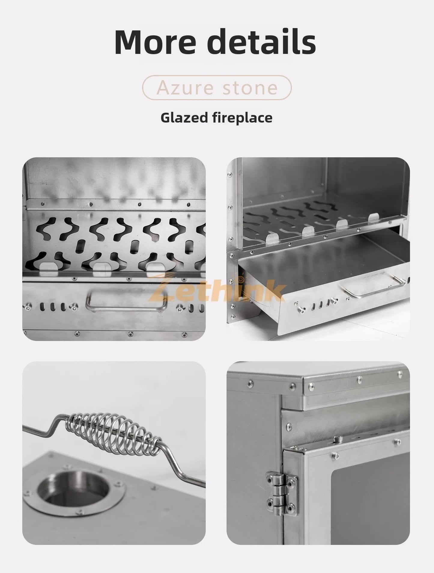 Camping Tent Stove Stainless Steel Smokeless Fireplace Secondary Burning Wood Stove Large Glass Window Firewood Heater