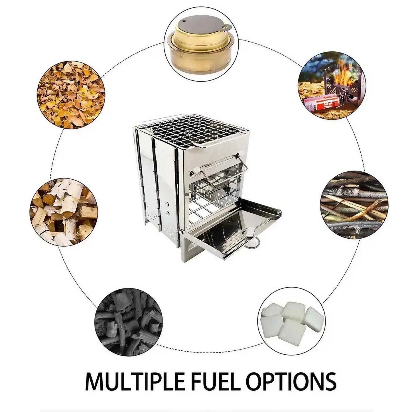 STONEGO Square Wood Stove Outdoor Grill Mini Grill BBQ Outdoor Grill Camping Picnic Folding Grill