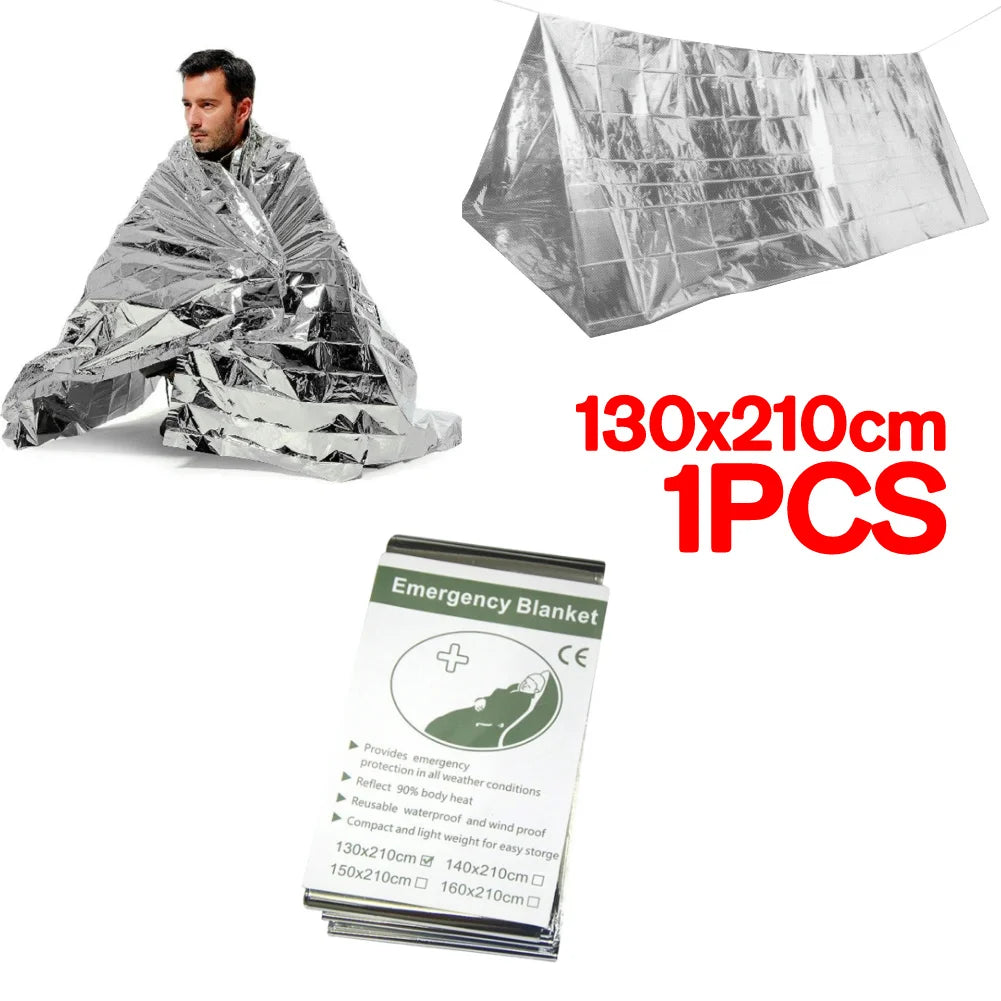 Silver Emergency Survival Thermal Blanket Outdoor Sleeping Bag Waterproof Windproof Reusable Cover for Exploration