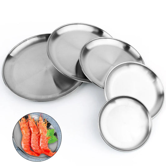 Camping Tableware Plate Stainless Steel Portable Cutlery Camping Supplies Outdoor Picnic Tourist Dishes Camping Utensils