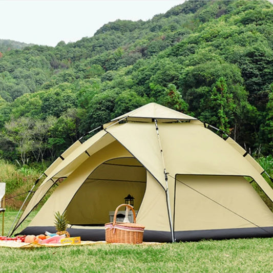 Automatic Pop Up Tent Double Waterproof Outdoor Camping Hiking Family Portable Quick Setup Lightweight Durable 3-4 Person Tent