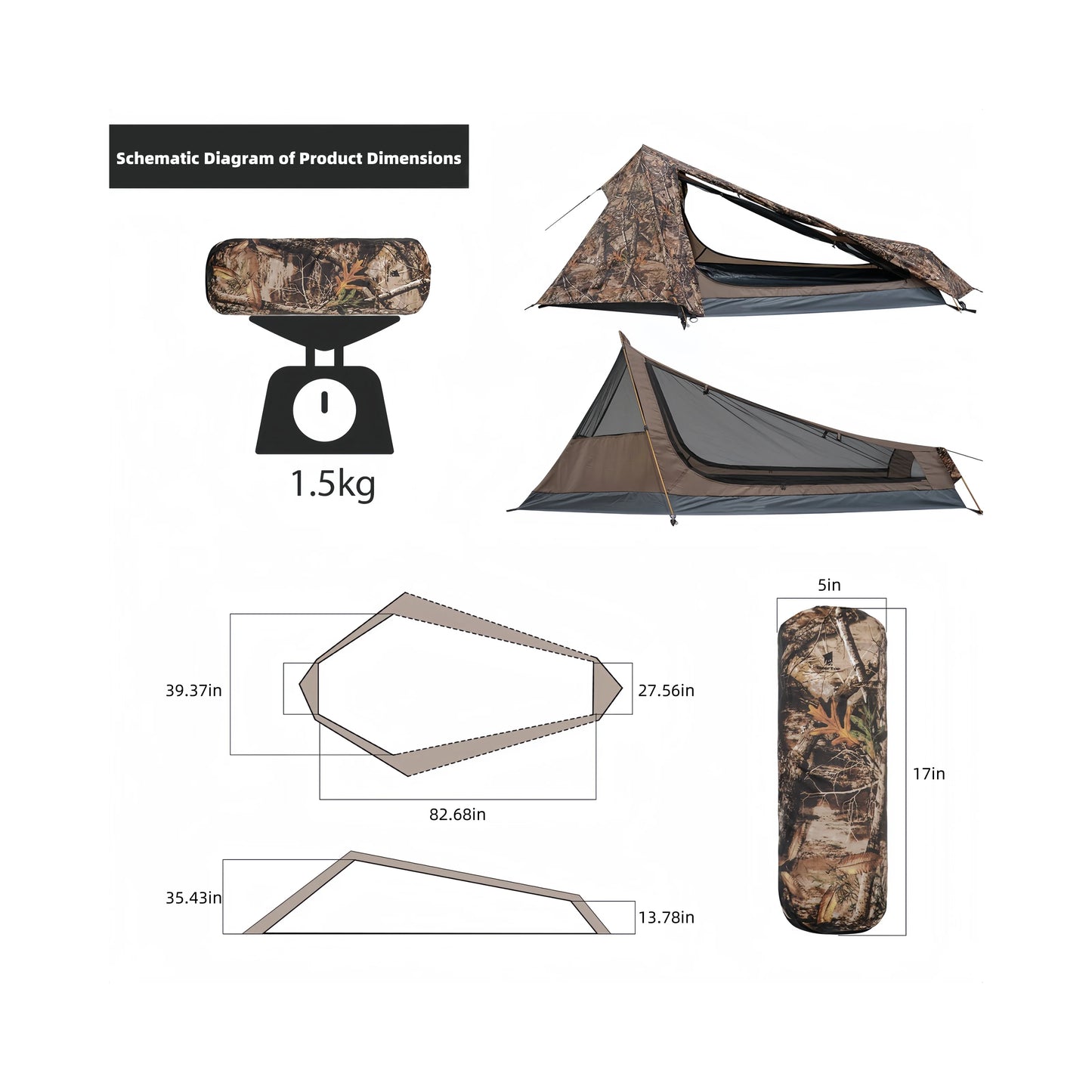 A single-person camouflage tent suitable for outdoor camping is a double-layer waterproof pyramid tent