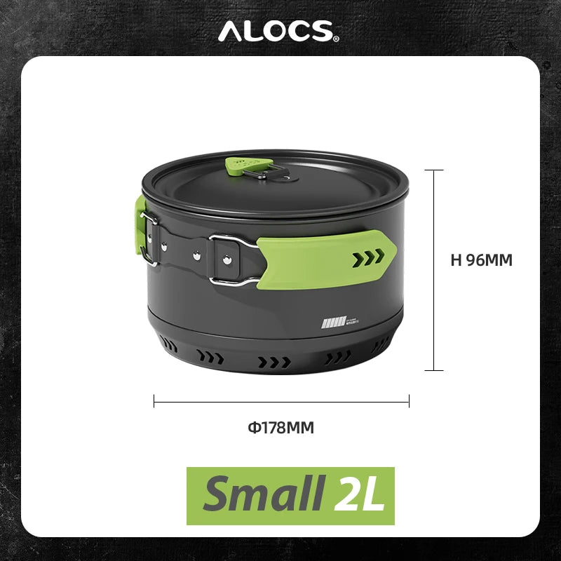 ALOCS Camping Pot Cookware Compact Mess Non-stick Aluminium Alloy For Outdoor Backpacking Travel Picnic Hiking