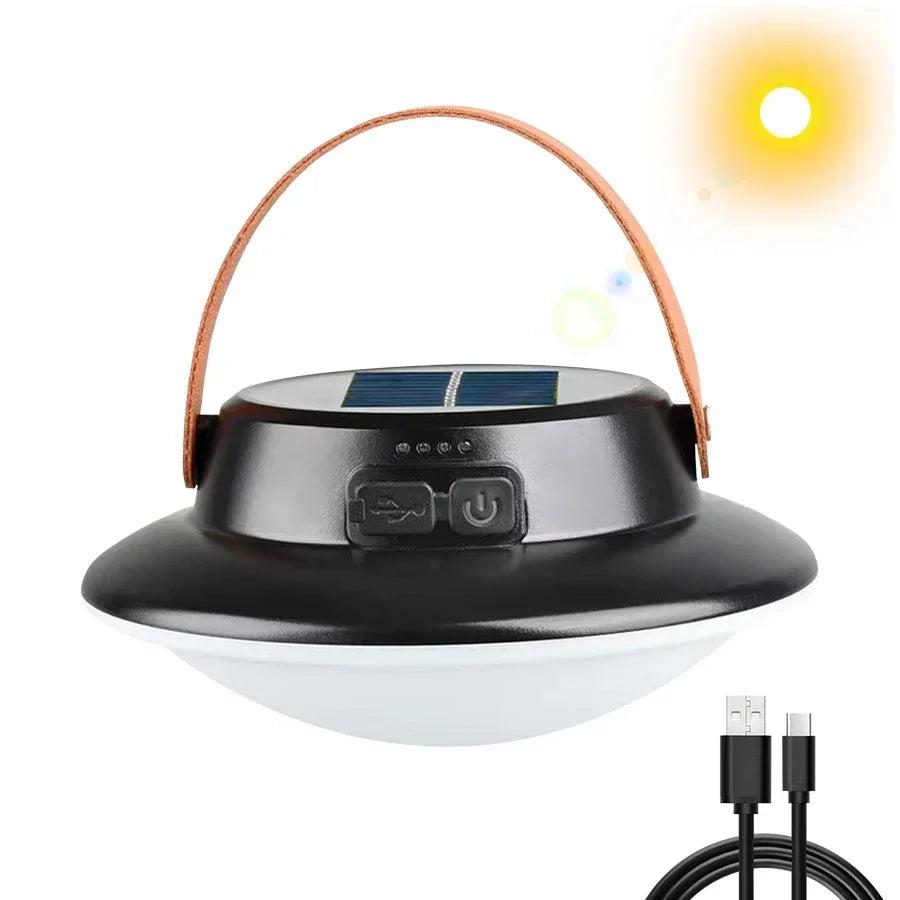 Solar Powered LED Camping Lamp USB Rechargeable Portable Lanterns Outdoor Tent Hanging Torch Emergency Home Repair Work Light