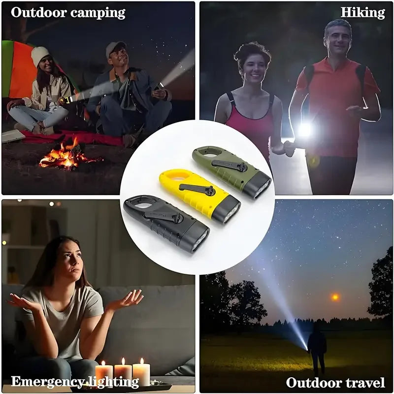 Solar Hand Crank Powered LED Flashlight Emergency Light Camping Tent Torch for Outdoor Hiking Survival Gear Portable