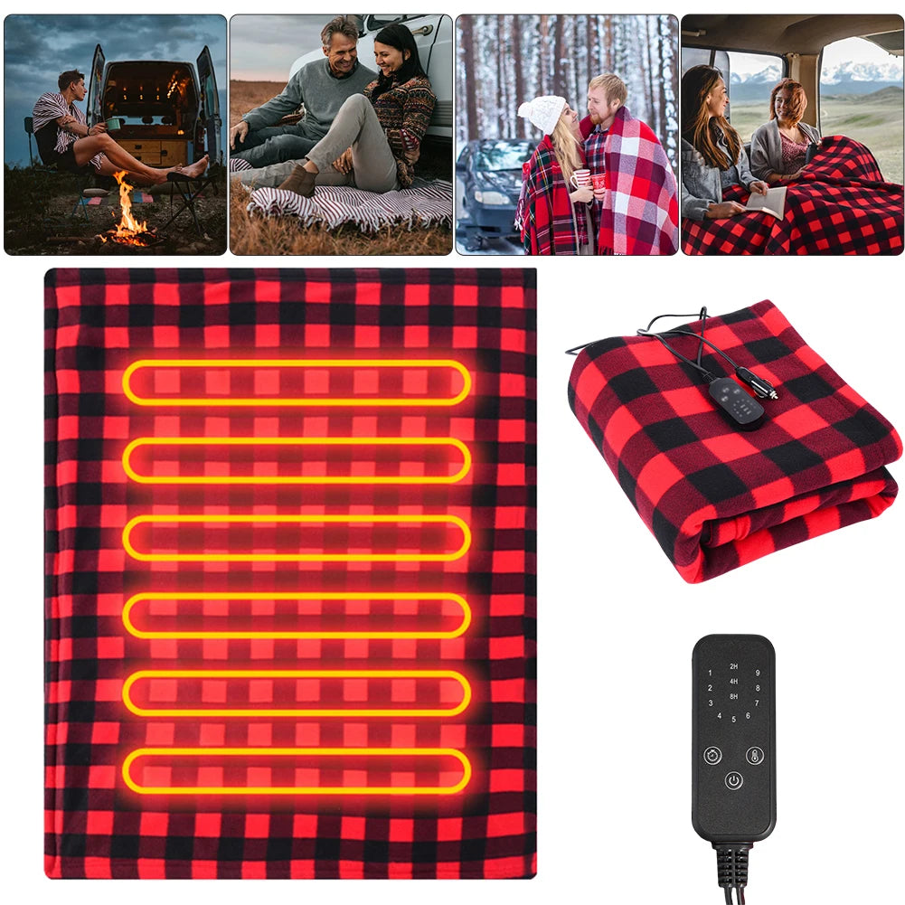 Car Electric Heated Blanket Heated Blanket Mattress Fast Heating 12V Soft Heating Mat 9 Adjustable Temperature for Car Camping