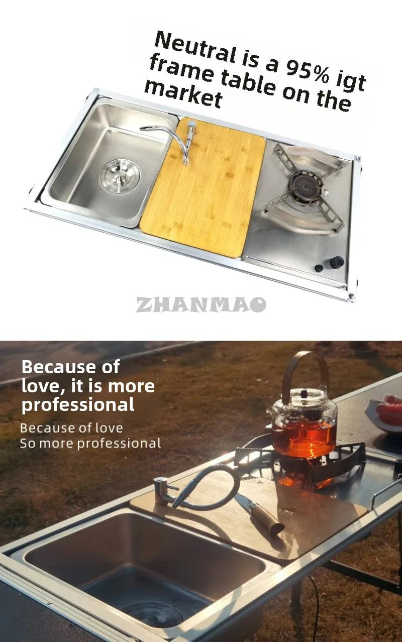 Outdoor IGT Camping Table, Kitchen, Zebra Unit, Sink Module Combination, Faucet, Vegetable Washbasin